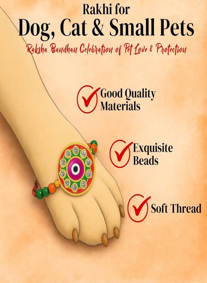 Sage Square Paw Bandhan Rakhi for Dog, Cat & Small Pets | Celebrate Bonds of Love This Raksha Bandhan | Cute Rakhi with Beads, Decorative Threads | Gift for Pet Lovers & Furry Companions (Type 24) - Image 4